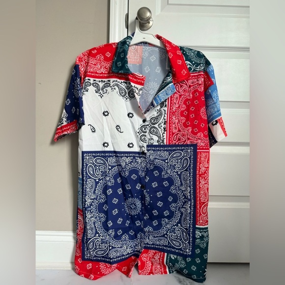 Colorful Patchwork Button-Up Shirt - Picture 6 of 6